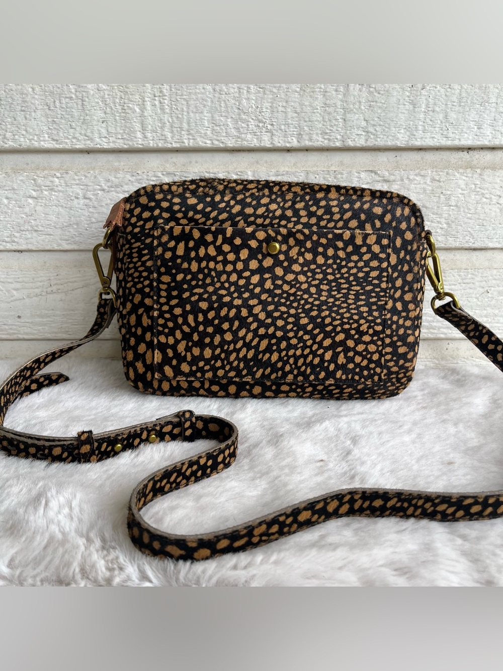 MADEWELL The Transport Camera Bag Leopard Print Pony Hair
